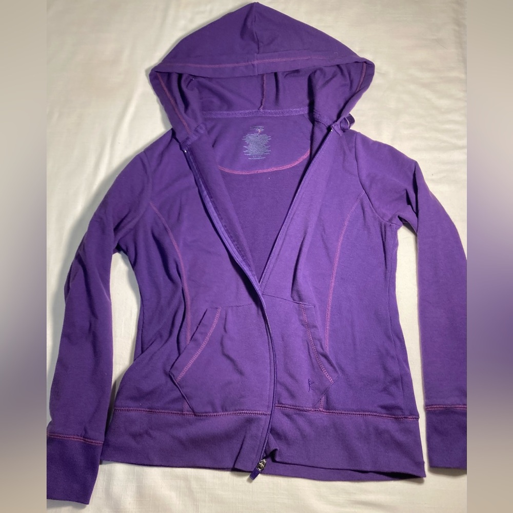 Purple Hoodie With Pink Stitching